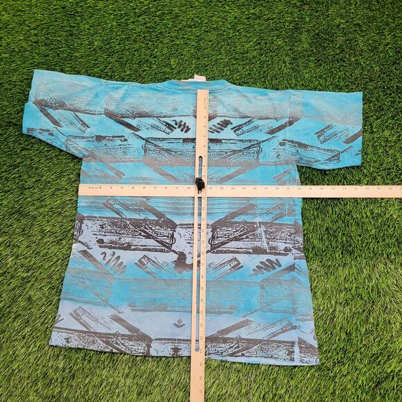 Vintage Y2K Ocean-Blue Cropped Shirt Medium 20x24 Blue Surfer - Picture 3 of 11